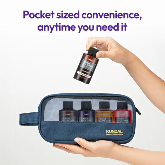 KUNDAL Honey & Macadamia Travel Kit with Pouch - White Musk