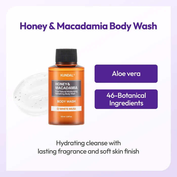 KUNDAL Honey & Macadamia Travel Kit with Pouch - White Musk