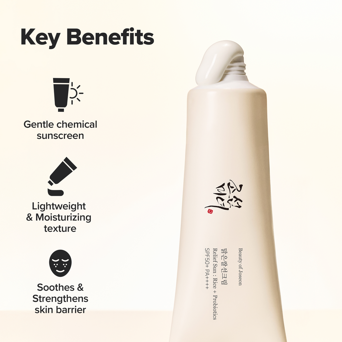 Beauty of Joseon Relief Sun: Rice + Probiotics SPF50+ PA++++ 50ml+20ml with Gift (Farmer Chunshik Keyring)