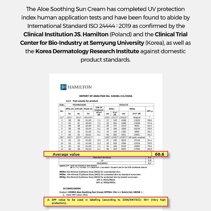 COSRX Aloe Soothing Sun Cream SPF50+ PA+++
