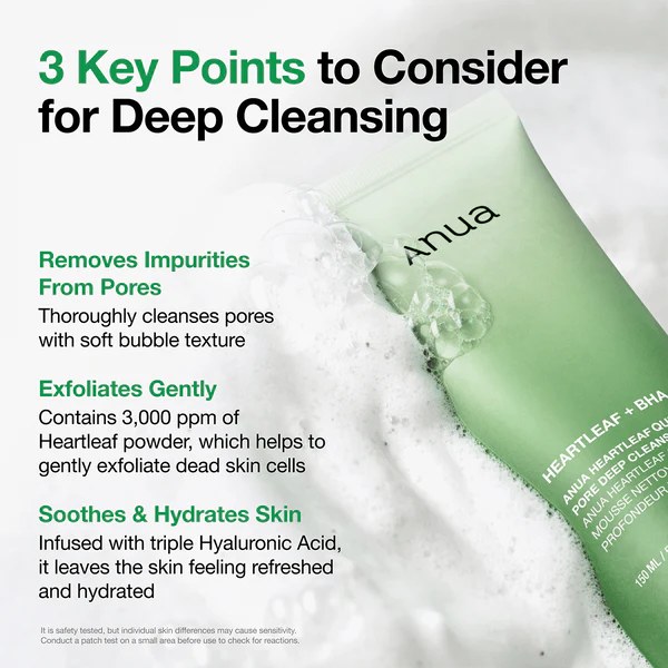 Anua Heartleaf Quercetinol Pore Deep Cleansing Foam 150ml + 15ml Mini Bundle Set