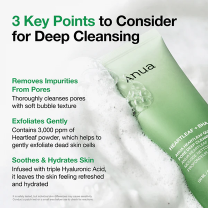 Anua Heartleaf Quercetinol Pore Deep Cleansing Foam 150ml + 15ml Mini Bundle Set