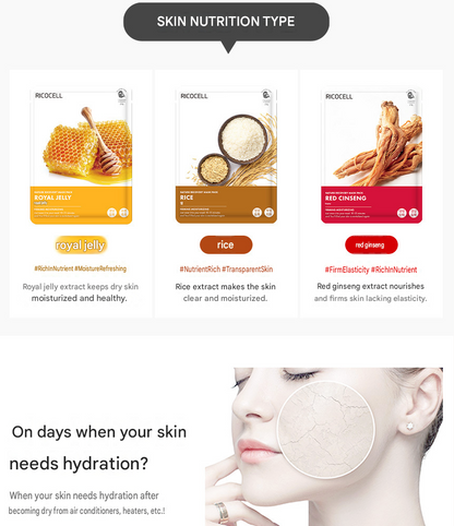 Ricocell Nature Recovery Sheet Mask - 10 Types